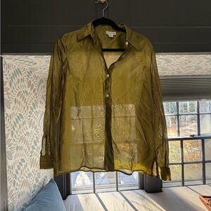 Ann Taylor Sheer Olive Shirt Jacket